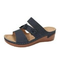 thumbnail image 1 of Nrmvnmi Women's Slippers Open Toe with Arch Support Wedge Flip-Flops Floral Summer Comfortable Shoe Blue Mothers Day Gifts, 1 of 9