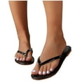 thumbnail image 1 of Nrmvnmi Women's Slippers Summer Open Toe Flip-Flops Beach Vacation Leisure Soft Flat Bottomed Sandals Slippers Black Mothers Day Gifts, 1 of 9
