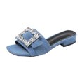 thumbnail image 1 of Nrmvnmi Women's Slippers Summer Open Toe Rhinestone Oversized Chunky Flat Flip-Flops Blue Mothers Day Gifts, 1 of 9