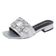 thumbnail image 1 of Nrmvnmi Women's Slippers Summer Open Toe Rhinestone Oversized Chunky Flat Flip-Flops Silver Mothers Day Gifts, 1 of 9