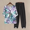 thumbnail image 1 of Nrmvnmi Women's Summer 2 Piece Outfits Casual Floral Prints Short Sleeve Pajama Tops Wide Leg Pants Lounge Sets Tracksuits Mothers Day Gifts, 1 of 5