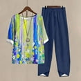 thumbnail image 1 of Nrmvnmi Women's Summer 2 Piece Outfits Casual Floral Prints Short Sleeve Pajama Tops Wide Leg Pants Lounge Sets Tracksuits Mothers Day Gifts, 1 of 5