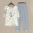 thumbnail image 1 of Nrmvnmi Women's Summer 2 Piece Outfits Casual Floral Prints Short Sleeve Pajama Tops Wide Leg Pants Lounge Sets Tracksuits Mothers Day Gifts, 1 of 5