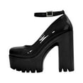 thumbnail image 1 of Nrmvnmi Women's Summer Ankle Strap Platform Mary Shoes Closed Toe High Chunky Heels Dress Buckle Party Pumps Shoes Black Mothers Day Gifts, 1 of 4