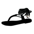 thumbnail image 1 of Nrmvnmi Women's Thong Flat Sandals Strappy Lace Up Flip Flop Tie Up Dress Summer Flat Sandals Black Mothers Day Gifts, 1 of 6