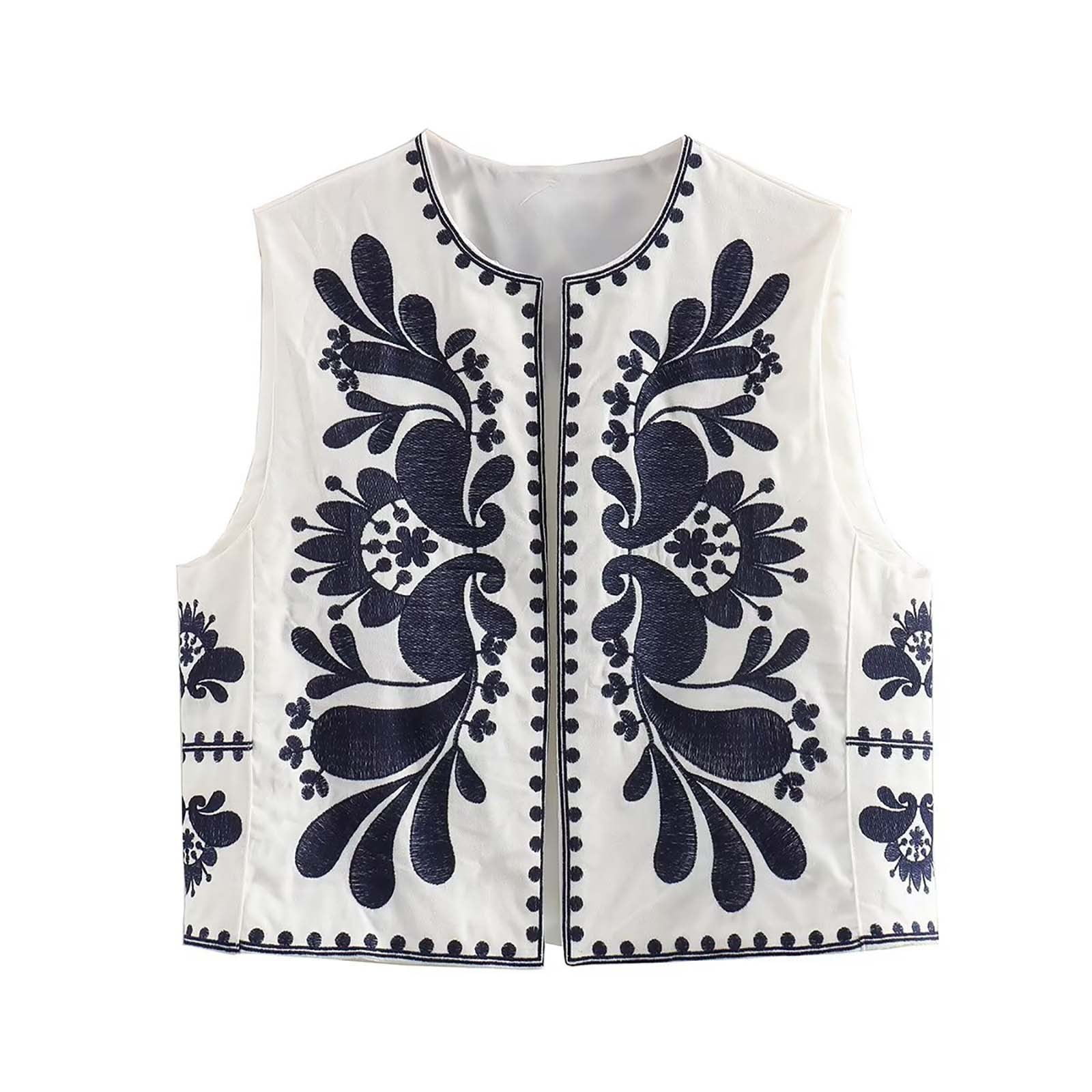 トップス Eaphi EMBROIDERY CORD VEST beige EMBROIDERY CORD VEST