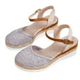 thumbnail image 1 of Nrmvnmi Women's Wedge Espadrille Sandals Summer Bohemian Shoes Closed Toe Vintage Casual Wedges Buckle Ankle Strap Sandals Gray Mothers Day Gifts, 1 of 9