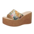 thumbnail image 1 of Nrmvnmi Women's Wedge Slipper Open Toe Summer Floral Platform Solid Color Floral Wedge Sandals Yellow Mothers Day Gifts, 1 of 6