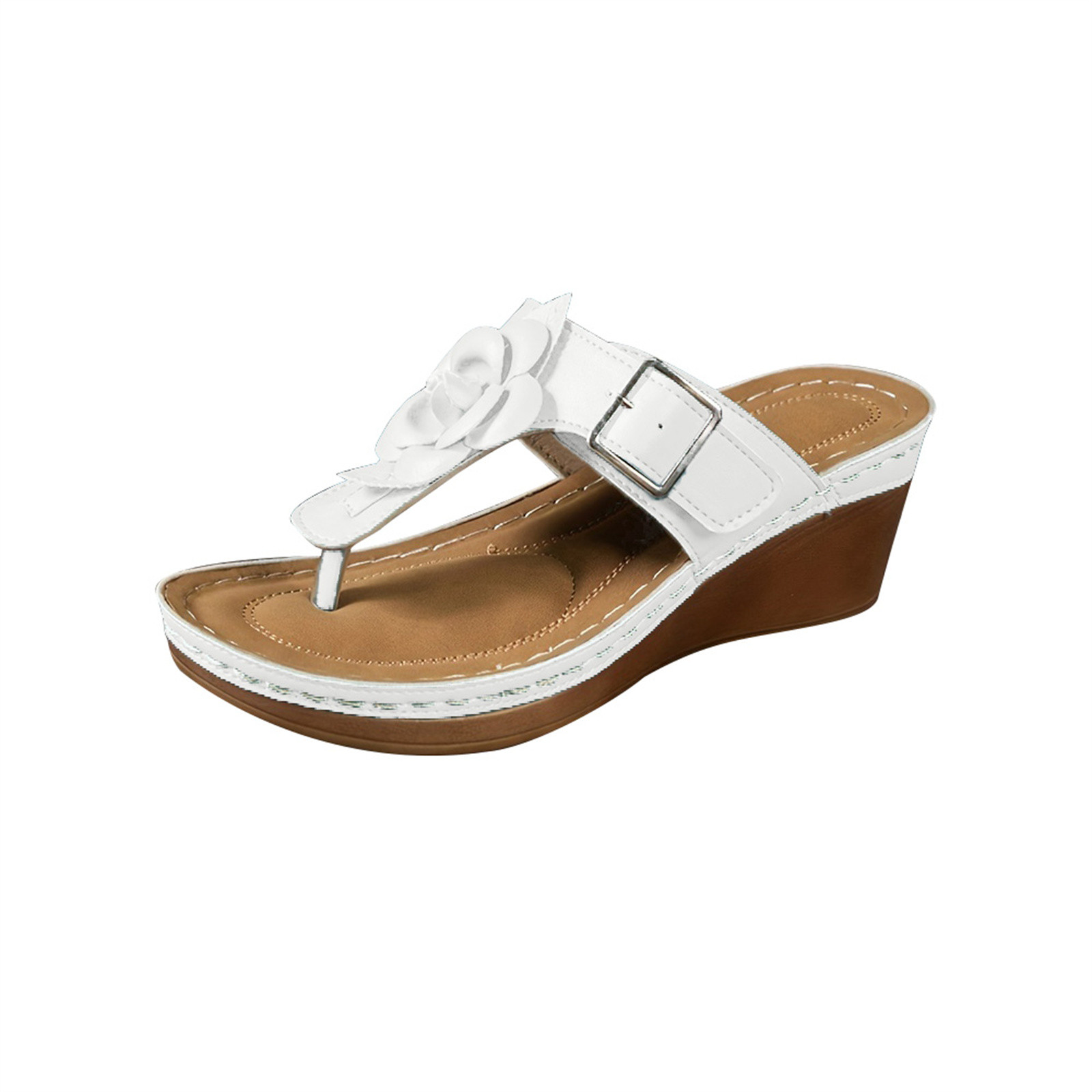 Tresmode Sanned White Women's Casual Wedge Sandals