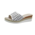 thumbnail image 1 of Nrmvnmi Women's Wedge Slipper Open Toe Summer Plus Size Mesh Fabric Wedge Sandals Comfortable Sandals White Mothers Day Gifts, 1 of 9