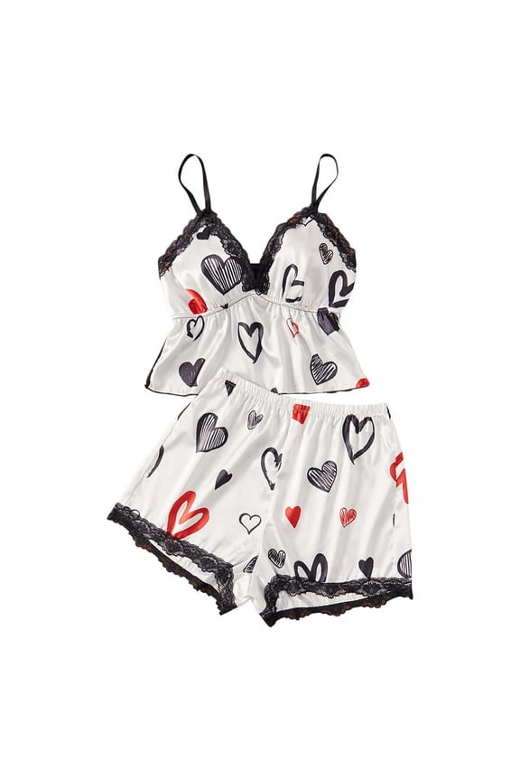 Womens Cami Patriot Shorts Pajama Sets Leopard print Print Sling Sleeveless Top And Shorts Soft 2 Piece Pj Lounge Set Sleep Sleepwear Independence Day Gifts