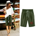 thumbnail image 1 of Nrmvnmi Womens Casual Shorts Cotton Cargo Lightweight Hiking Shorts Elastic Waist Drawstring Summer Shorts with Pockets Mothers day Gifts for Wife, 1 of 6