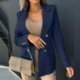 thumbnail image 1 of Nrmvnmi Womens Lapel Button Blazer Jacket Long Sleeve Double Front Button Lightweight Work Office Coat Casual Open Front Cardigan Dark Blue, 1 of 9