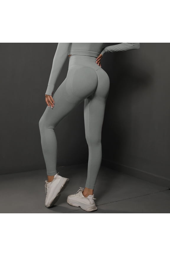 Womens Solid Color High Waist Leggings Ripped Mesh Seamless Workout Yoga Pants Gray-S Mothers Day Gifts