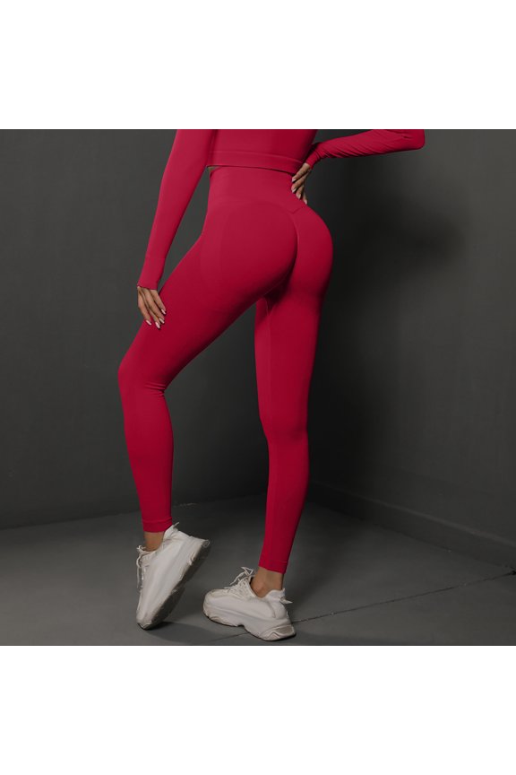 Womens Solid Color High Waist Leggings Ripped Mesh Seamless Workout Yoga Pants Red-S Mothers Day Gifts