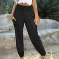 thumbnail image 1 of Nrmvnmi Womens Summer Boho Business Casual Smocked High Waisted Cargo Long Pants with Pockets Mothers Day Gifts For Her, 1 of 7