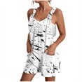 thumbnail image 1 of Nrmvnmi Womens Summer Casual Sleeveless Printed Short Rompers Adjustable Strap Loose Shorts Jumpsuits Overalls with Pockets White MMothers Day Gifts, 1 of 6