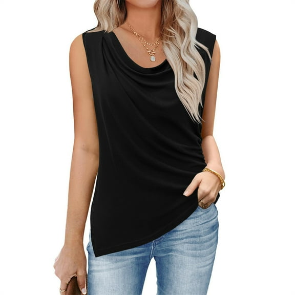 Nrmvnmi Womens Tank Tops Round Neck Sleeveless Summer Shirts With Split Side Loose Casual Tops Blouses For Mothers day gifts