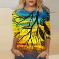 thumbnail image 1 of Nrmvnmi Womens Tops Casual 3/4 Sleeve Shirts Cute Cartoon Print Crew Neck Loose Casual Blouses Floral Print Tshirts Mothers Day Gifts, 1 of 5