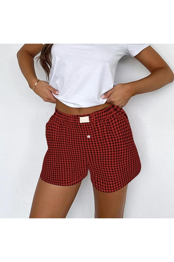 Y2k Women Pajamas Shorts Low Rise Pj Sleep Shorts Plaid Boxer Sleeping Shorts Sleepwear Micro Bottoms Lounge