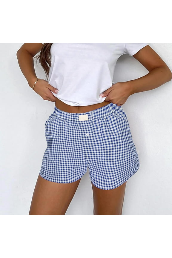 Y2k Women Pajamas Shorts Low Rise Pj Sleep Shorts Plaid Boxer Sleeping Shorts Sleepwear Micro Bottoms Lounge