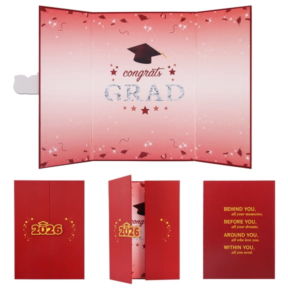 Nrnio 2026 Graduation Guest Book Red Gold, Class of 2026 Graduation Signature Sign in Book, Graduation Party Decorations Supplies for High School College, Congrats Grad Keepsake Gift for Her Him