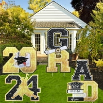 Nrnio Graduation Yard Sign Class of 2024 Decorations, 4pcs Large Size Glittering Congrats Grad Class of 2024 Outdoor Lawn Decor with Stakes, High School College Graduation Party Decorations Supplies