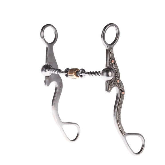 Nrs Silver Floral Twisted Wire Copper Dog Bone Shank Bit