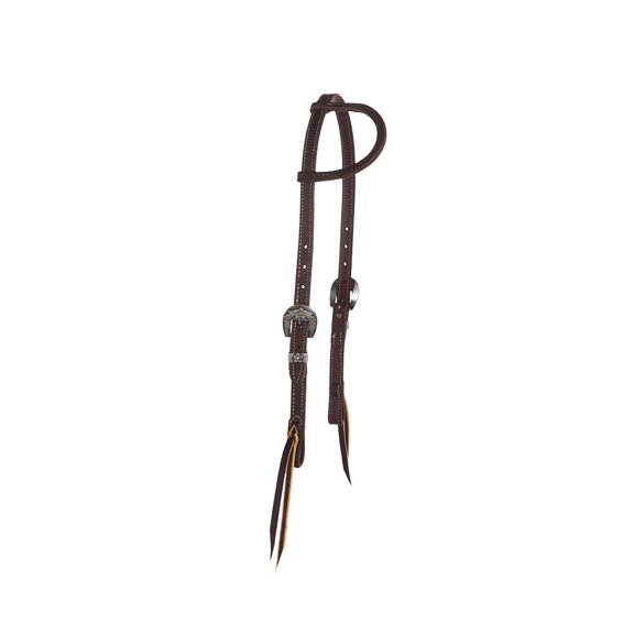 Nrs (m) 3/4" Chocolate Roughout Floral Heel Buckle Single Ear Headstall (6)