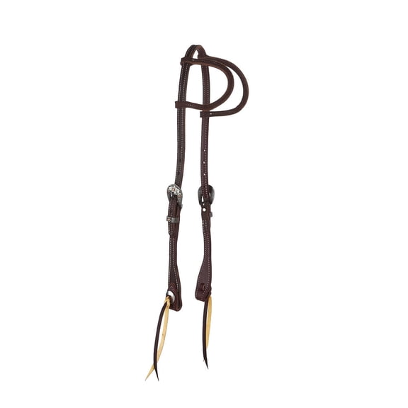 Nrs (m)  5/8" Chocolate Roughout Floral Heel Buckle Double Ear Headstall (6)