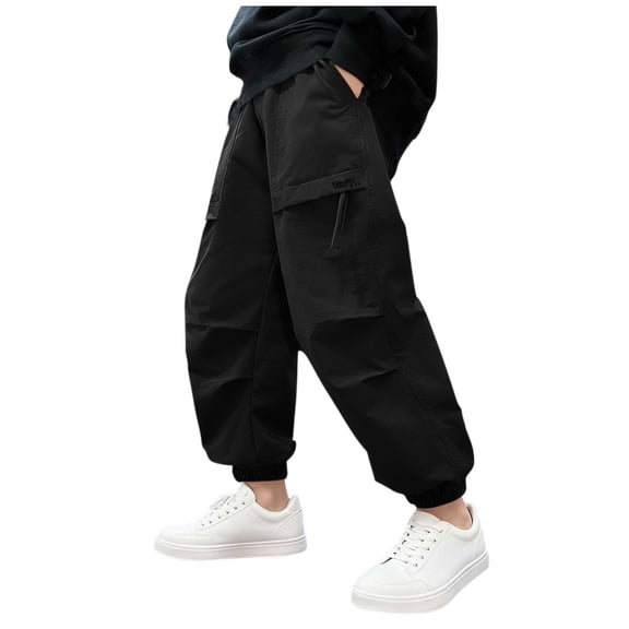 Nskgu Boys Cargo Pants Oversized Loose Fit Elastic Waist Casual Jogger Pants for Teen Youth