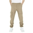 thumbnail image 1 of Nskgu Boys Cargo Pants Stretch Elastic Waist School Kids Twill Joggers for Kids Pull On Chino Pants with Pockets Size 5-13 Years, 1 of 6
