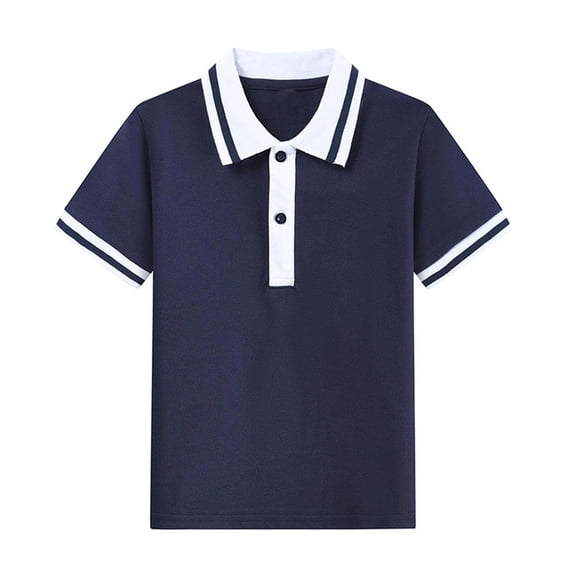 Nskgu Boys'Short Sleeve Fashion Polo Shirt Button Closure Soft Comfortable School Uniform
