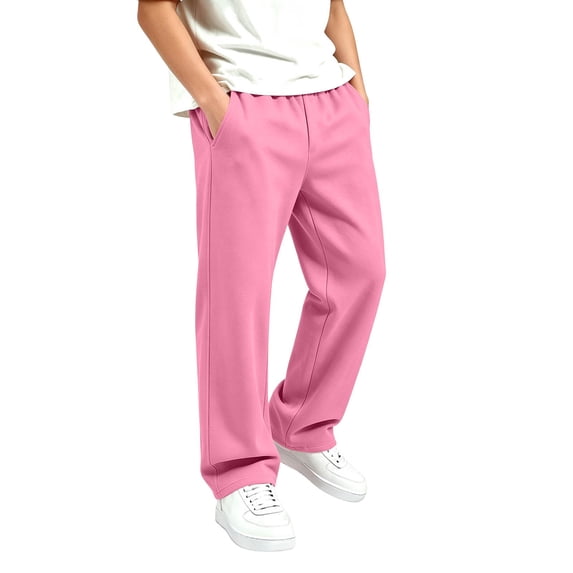 Nskgu Boys Wide Leg Pants Baggy Loose Fit Elastic Waist with Pockets for Big Kids