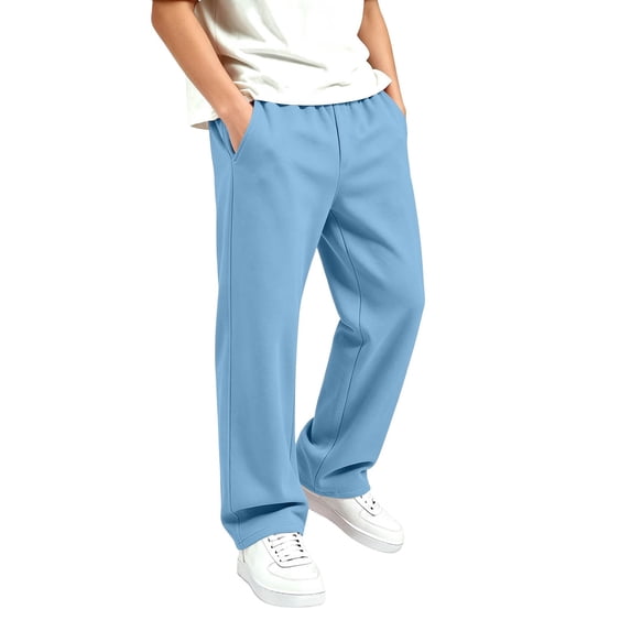 Nskgu Boys Wide Leg Pants Baggy Loose Fit Elastic Waist with Pockets for Big Kids