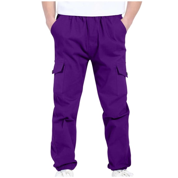 Nskgu Cargo Pants for Boys Elastic Waist Pull On Trousers Kids Casual Baggy Hiking Joggers Sweatpants Teen Boy Clothes