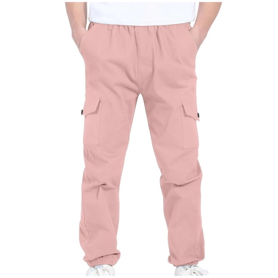 Nskgu Cargo Pants for Boys Elastic Waist Pull On Trousers Kids Casual Baggy Hiking Joggers Sweatpants Teen Boy Clothes