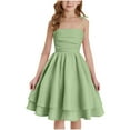 thumbnail image 1 of Nskgu Girl's Smocked Ruched A Line Swing Dress Layered Tie Shoulder Flowy Cami Dress for Teens, 1 of 6