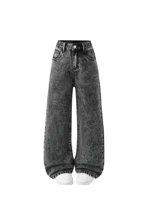 Girls Baggy Jeans Y2k Girls Distressed Pants High Elastic Waist Denim Outfits for Teens Boyfriend Skater Streetwear