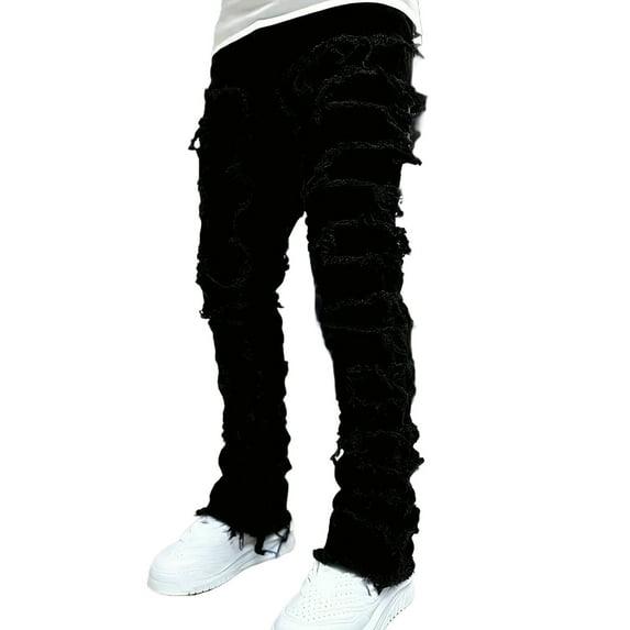 Nskgu Girls Boys Ripped Distressed Destroyed Slim Fit Straight Leg Denim Jeans