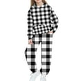 thumbnail image 1 of Nskgu Girls Clothes 2 Piece Fashion Fall Outfits Plaid Oversize Pullover Sweatshirt and Sweatpant Sweatsuit Sets with Pockets, 1 of 5