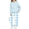 thumbnail image 1 of Nskgu Girls Clothes 2 Piece Fashion Fall Outfits Plaid Oversize Pullover Sweatshirt and Sweatpant Sweatsuit Sets with Pockets, 1 of 5