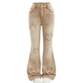 thumbnail image 1 of Nskgu Girls Jeans Flare High Elastic Waist Denim Pants Bell Bottom Stretch Cute Y2K Streetwear with Pockets 6-13Y, 1 of 6