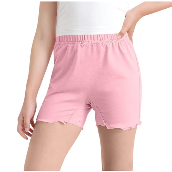 Nskgu Girls Ruffle Hem Safety Shorts Soft Cotton Blend Under Dress Shorts for Girls