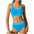 thumbnail image 1 of Nskgu Girls Summer Two Piece Swimsuit Double Strap High Waist Sporty Bikini Swimsuits Swim 7-16 Years, 1 of 6