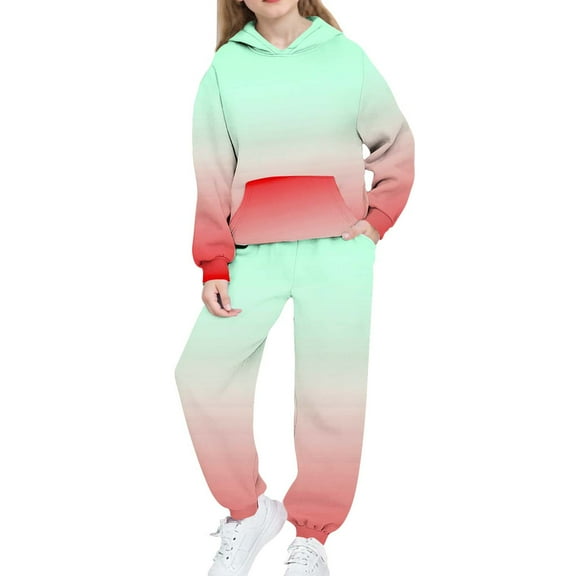 Nskgu Hoodie Sweatsuit Set for Boys Girls 2 Piece Hooded Sweatshirt Jogger Sweatpants Tracksuit Kids Athletic Tie Dye Outfits
