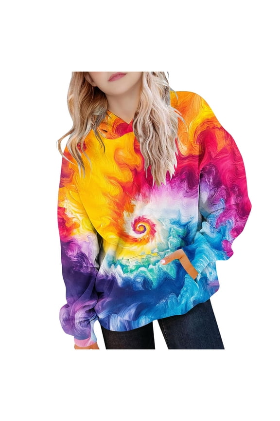 Hoodies for Teen Girls Cute Trendy Tie Dye Long Sleeve Oversized Hooded Sweatshirts Tween Tops Winter Preppy Clothes