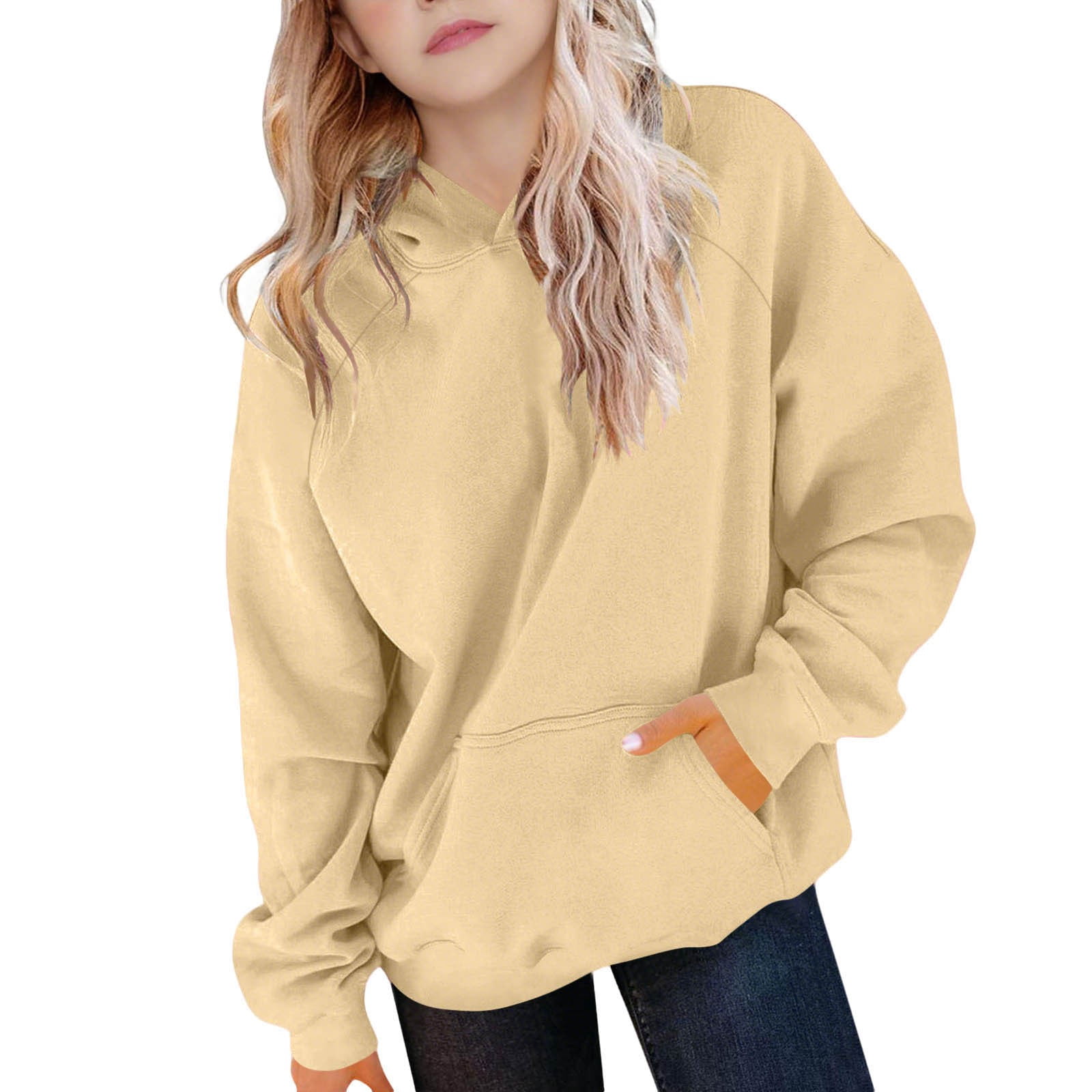Hoodies for Teen Girls Cute Trendy Youth Long Sleeve Oversized Hooded Sweatshirts Tween Tops Winter Preppy Clothes Black