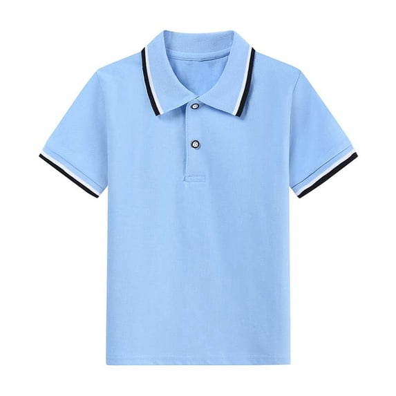 Nskgu Kids Boys Short Sleeve School Uniform String Polo Shirts 2-15 Years