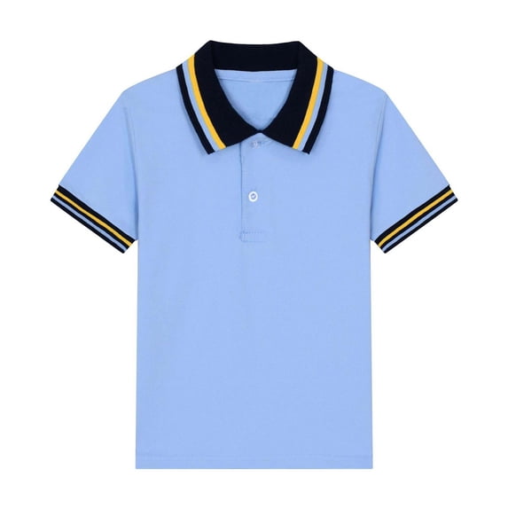 Nskgu Kids Boys Short Sleeve School Uniform String Polo Shirts 2-15 Years